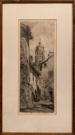 Antique Black and White Etching -- Rodez 