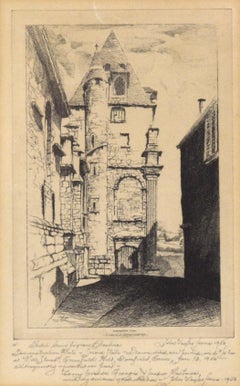 "Church of St. Aignan Chartres" Etching in Ink on Paper (Demonstration Plate)