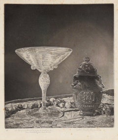 "Crystal and Jade" Still Life Lithograph in Ink on Paper