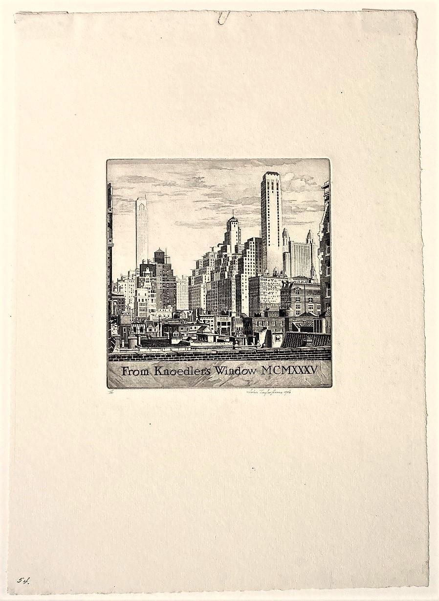 From Knoedler's Window MCMXXXV - American Modern Print by John Taylor Arms