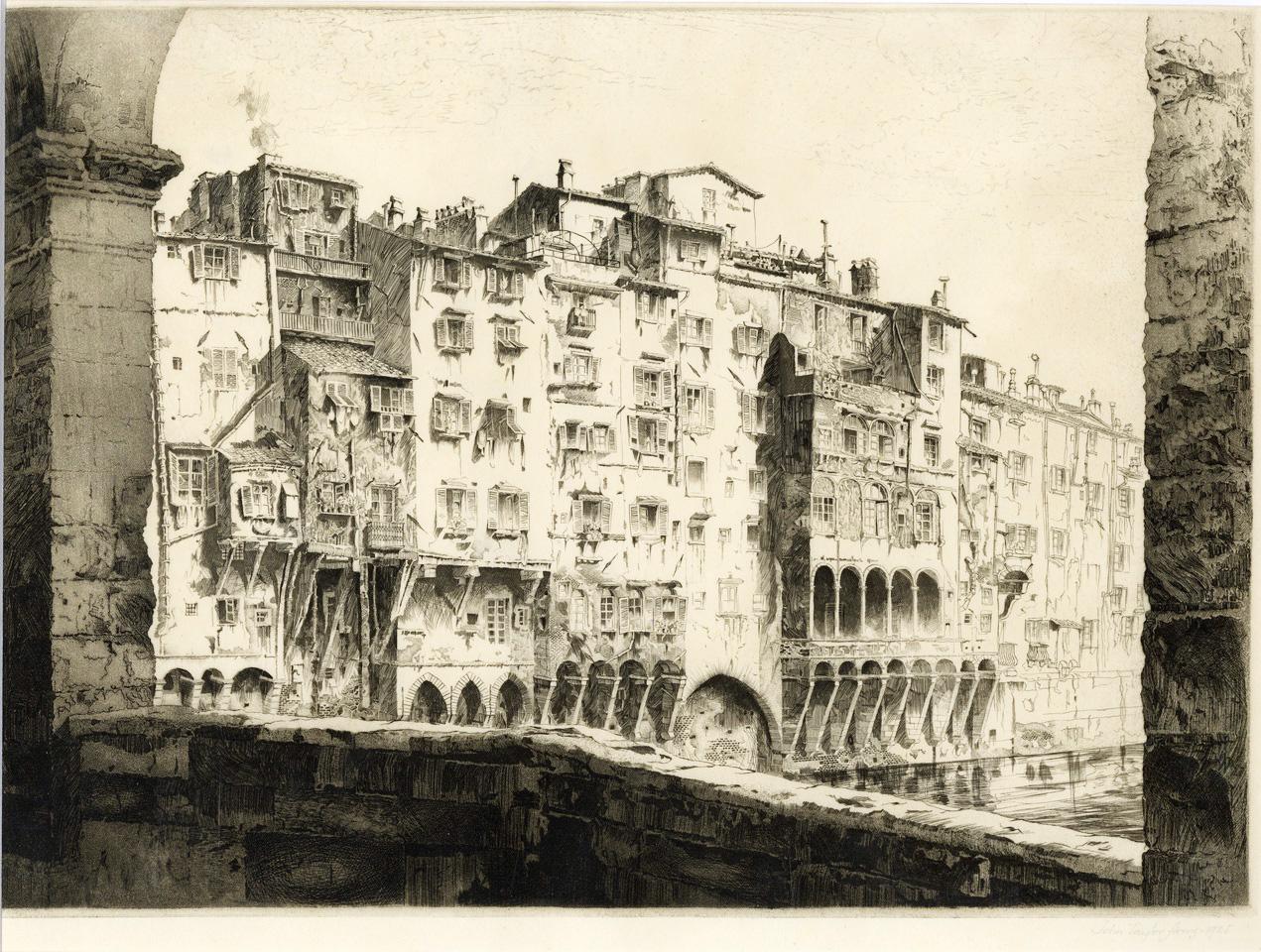 John Taylor Arms Landscape Print - From the Ponte Vecchio, Florence