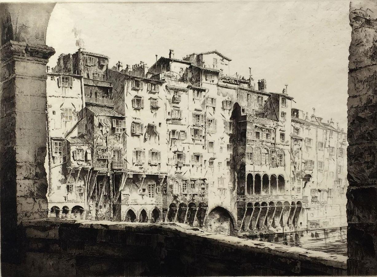 From the Ponte Vecchio - American Modern Print by John Taylor Arms