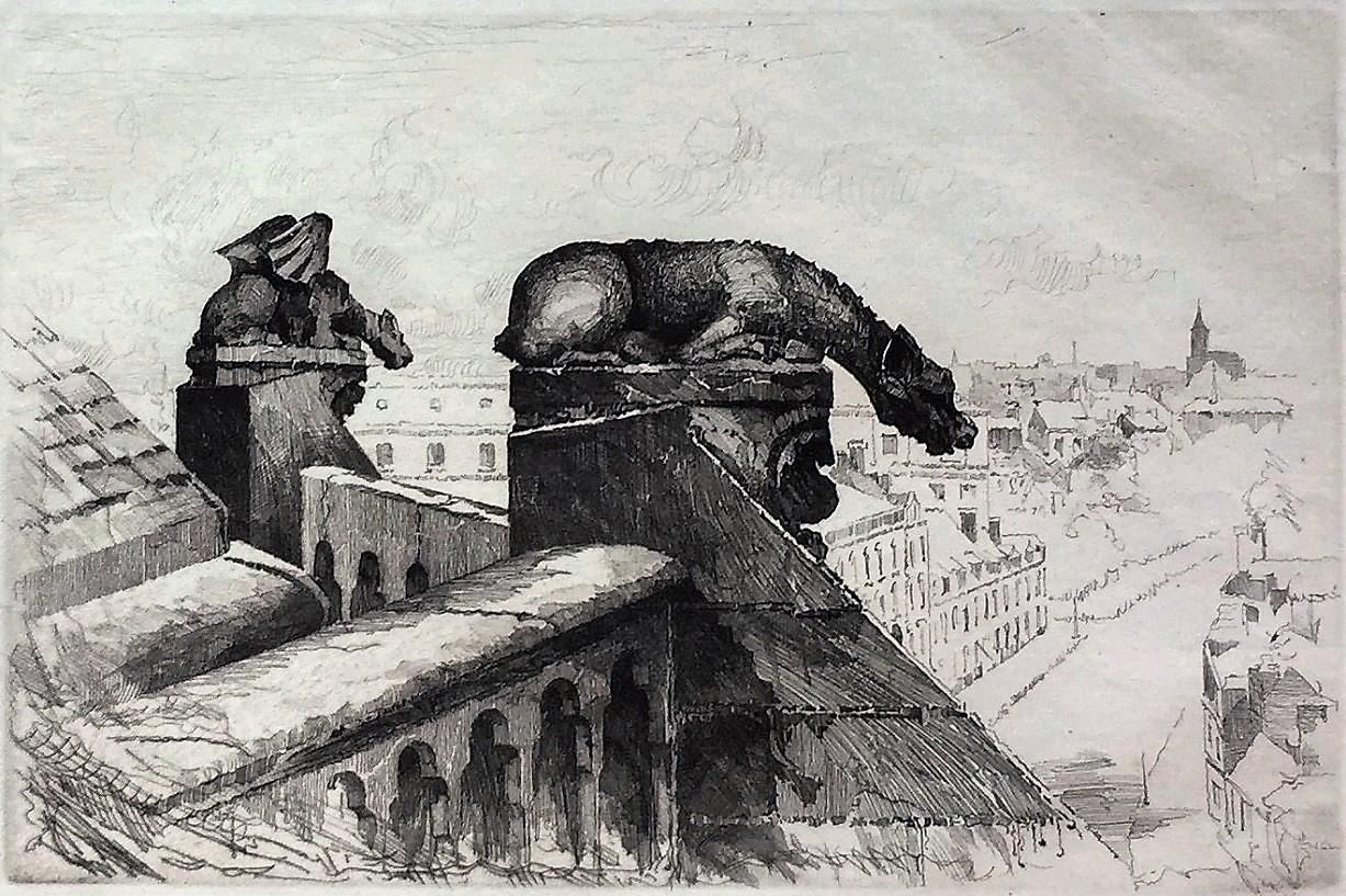 Landscape Print de John Taylor Arms - Guardianes de la aguja (Catedral de Amiens, número 2)
