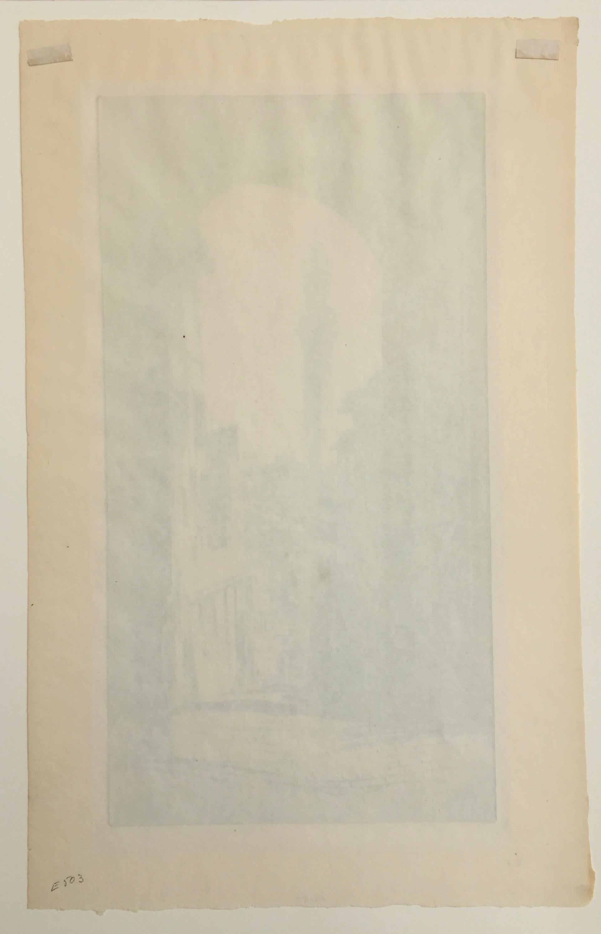 JOHN TAYLOR ARMS  (American  1887–1953)
LA TORRE MANGIA, SIENA, 1927 (Fletcher 192)
Etching, signed and dated in pencil and titled  in the plate. Edition 115. No. 10 in the Italian Series. 15 x 8 inches. Sheet with full margins and deckle edges 18 x