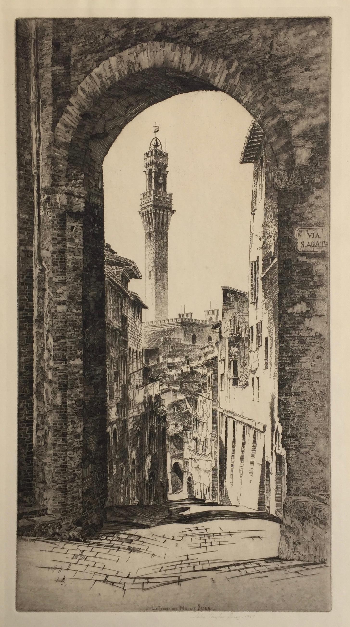 John Taylor Arms Landscape Print - La Torre Del Mangia, Siena