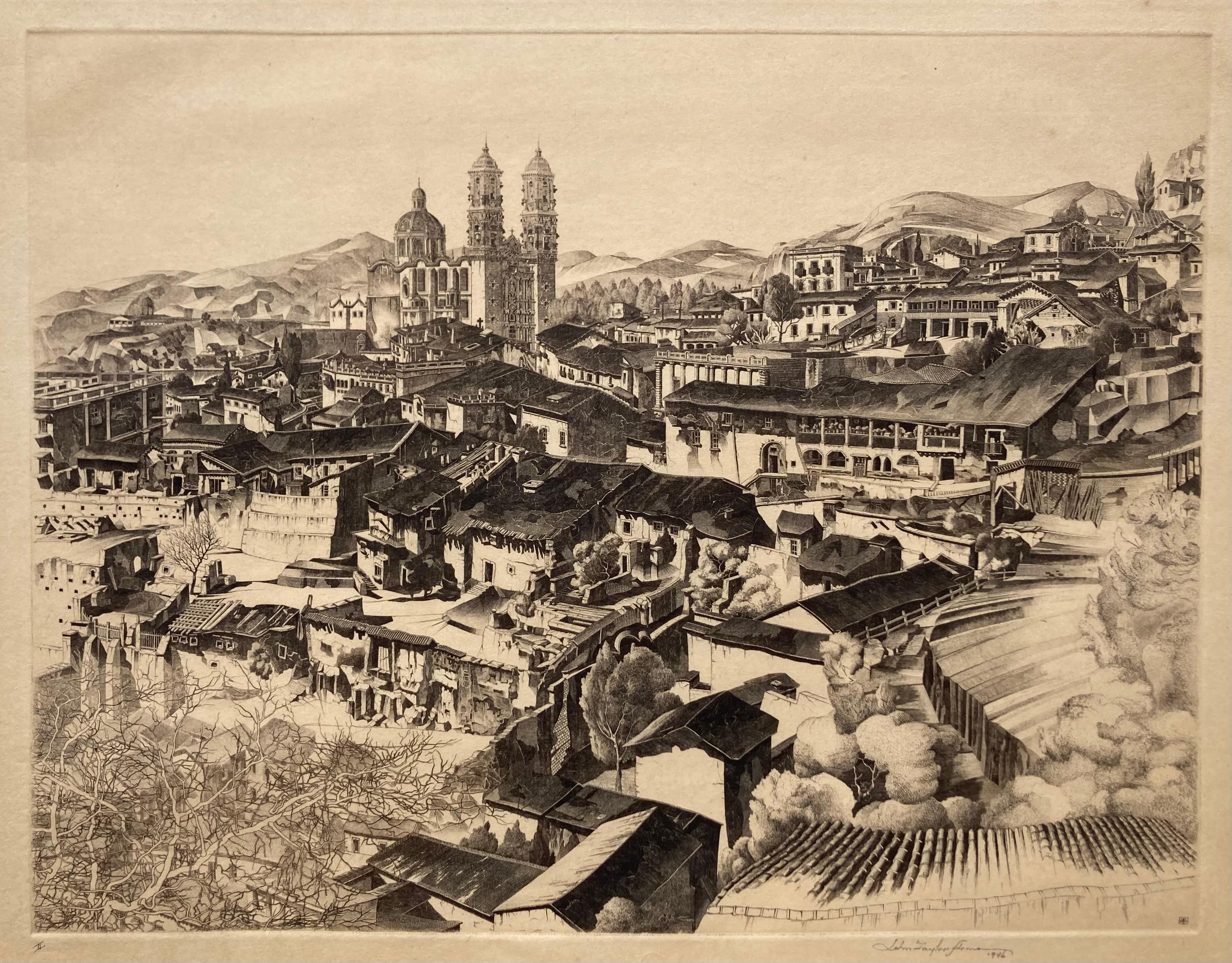 Landscape Print de John Taylor Arms - TAXCO DE LUZ Y SOMBRA - J. T. Arms Obra maestra mexicana con llamativos detalles