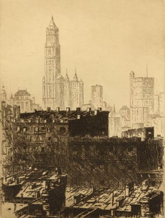 Antique Out of My Window (Arms' studio view of the NYC skyline with Woolworth bldg.)