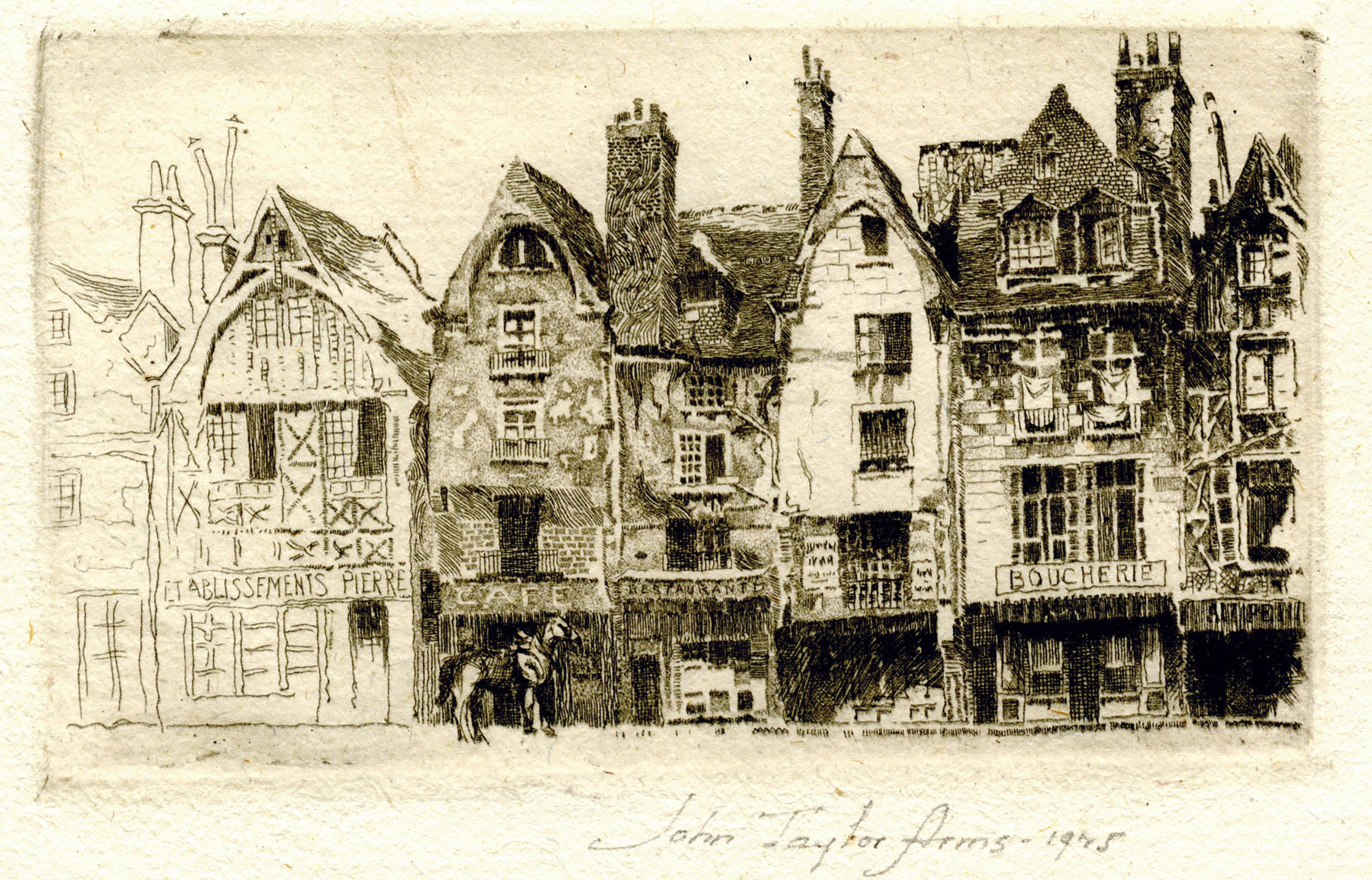 Landscape Print di John Taylor Arms - Place Plumereau, Tours
