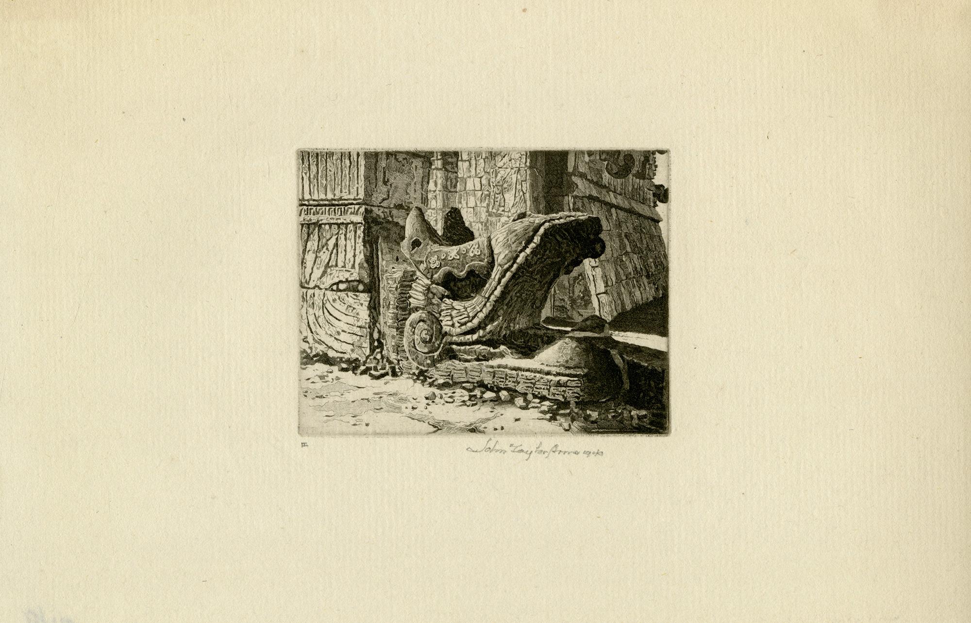 Serpent à plumes, Chichén Itzá - Print de John Taylor Arms