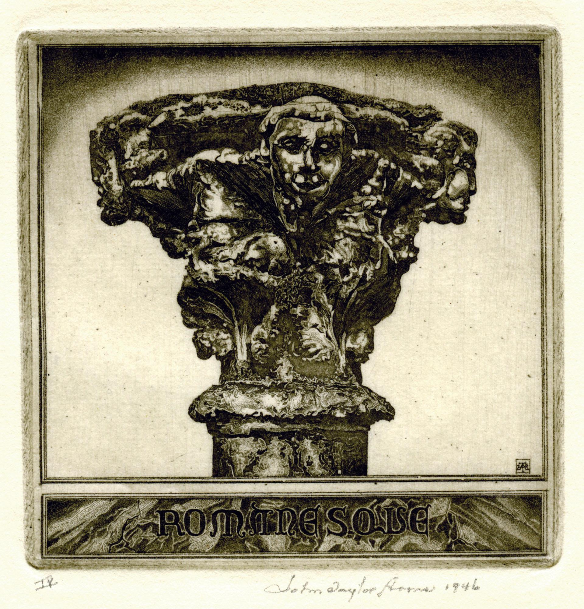 John Taylor Arms Figurative Print - Portait of a Romanesque Capital