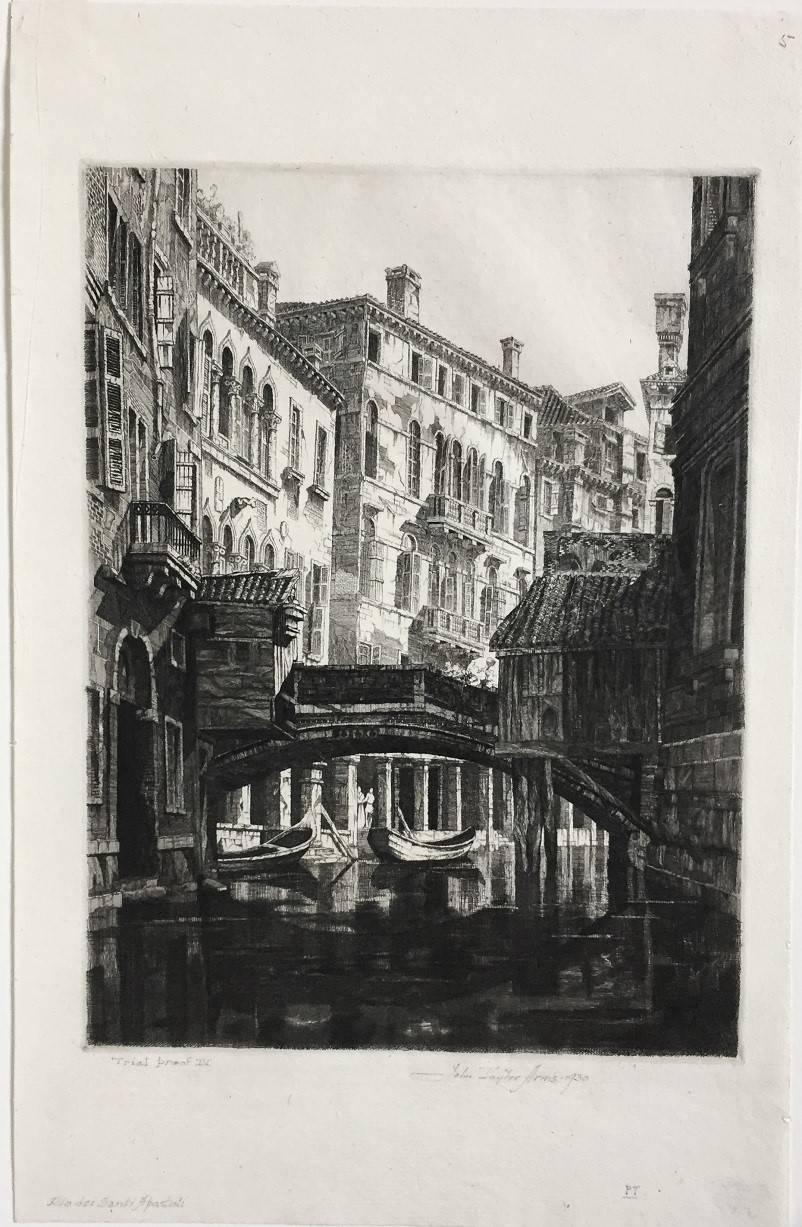 Rio del Santi Apostoli, Venise. - Modernisme américain Print par John Taylor Arms