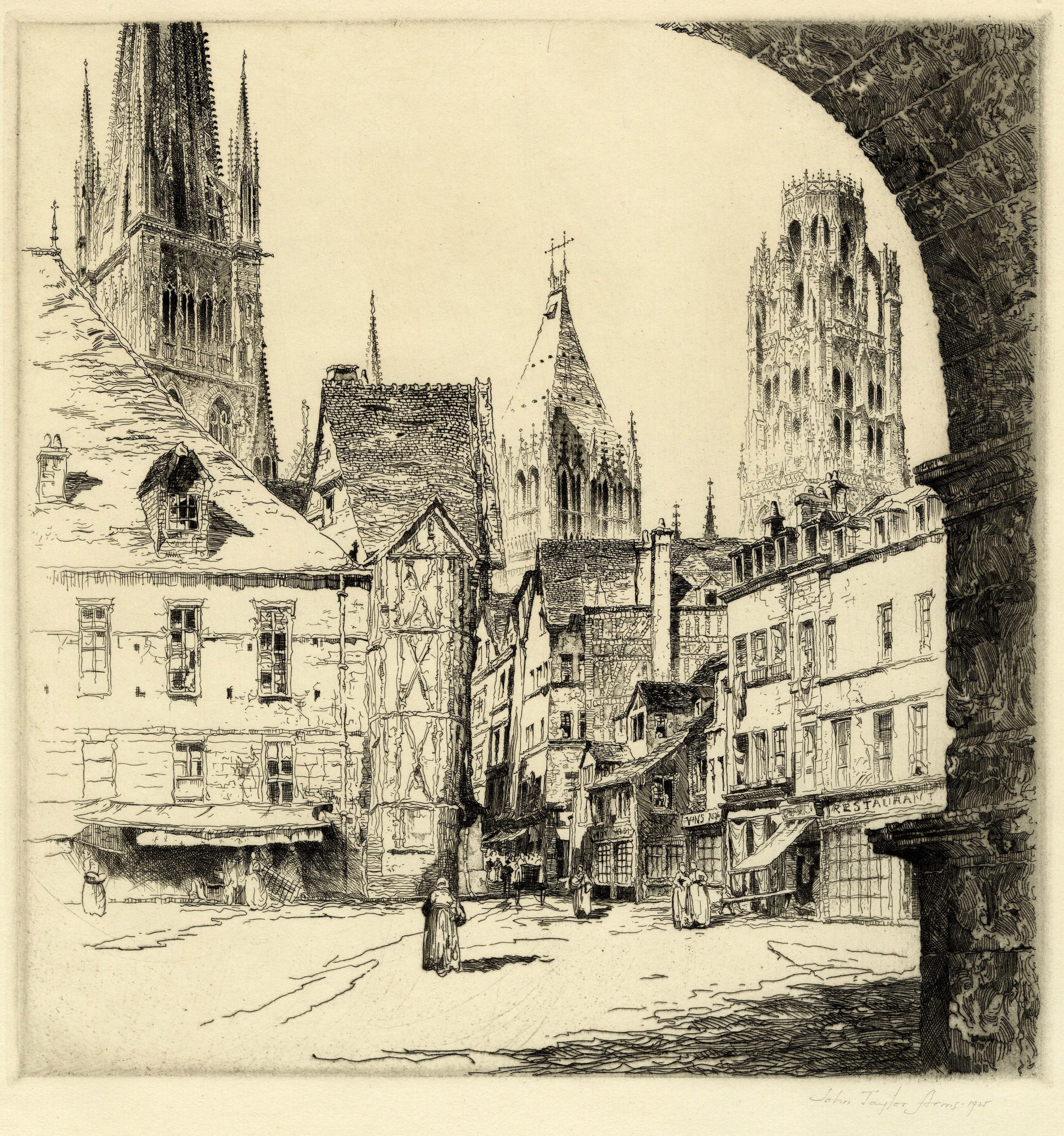 John Taylor Arms Landscape Print - Rouen; The Cathedral of Notre Dame from the South
