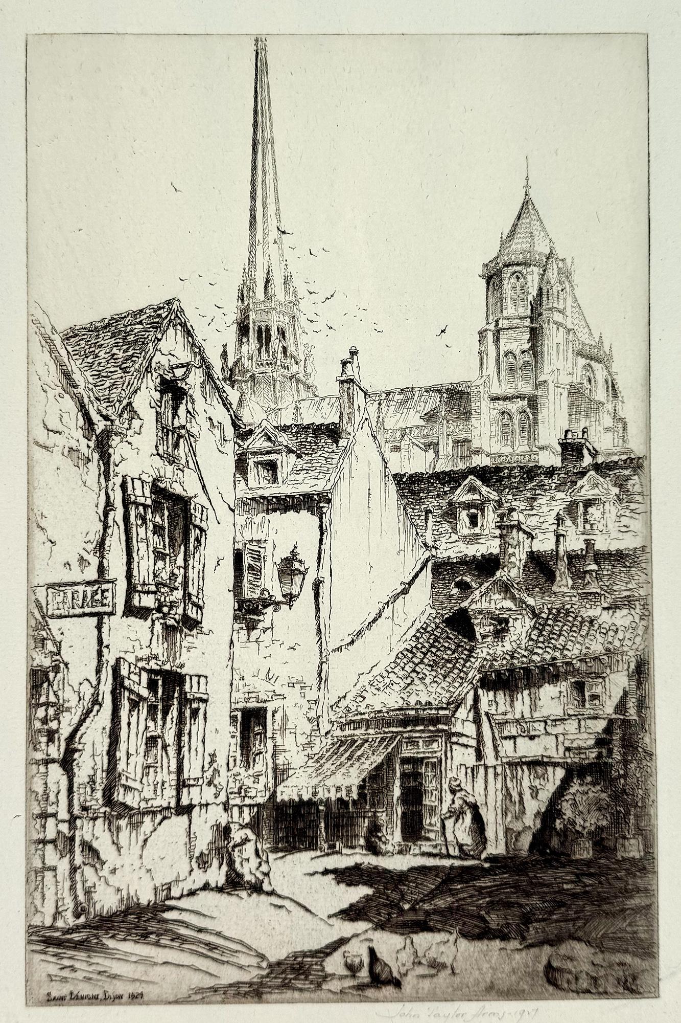 John Taylor Arms Landscape Print – Sankt Benigne, Dijon