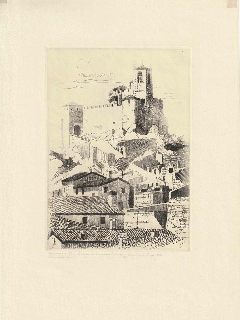 John Taylor Arms Figurative Print – San Marino (Skizze)