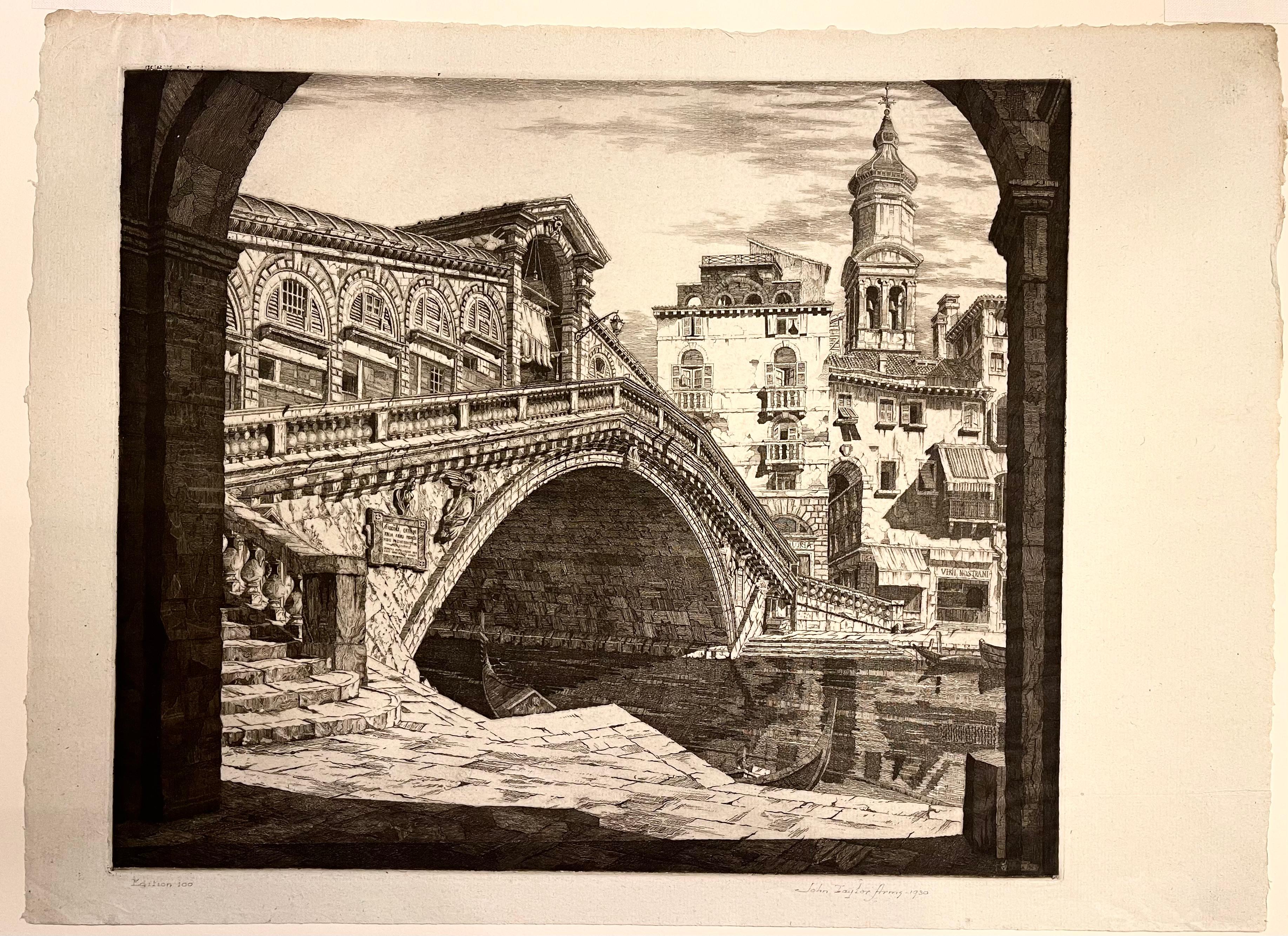 OMBRE DI VENEZIA - IL PONTE DI RIALTO, VENEZIA. - Print di John Taylor Arms