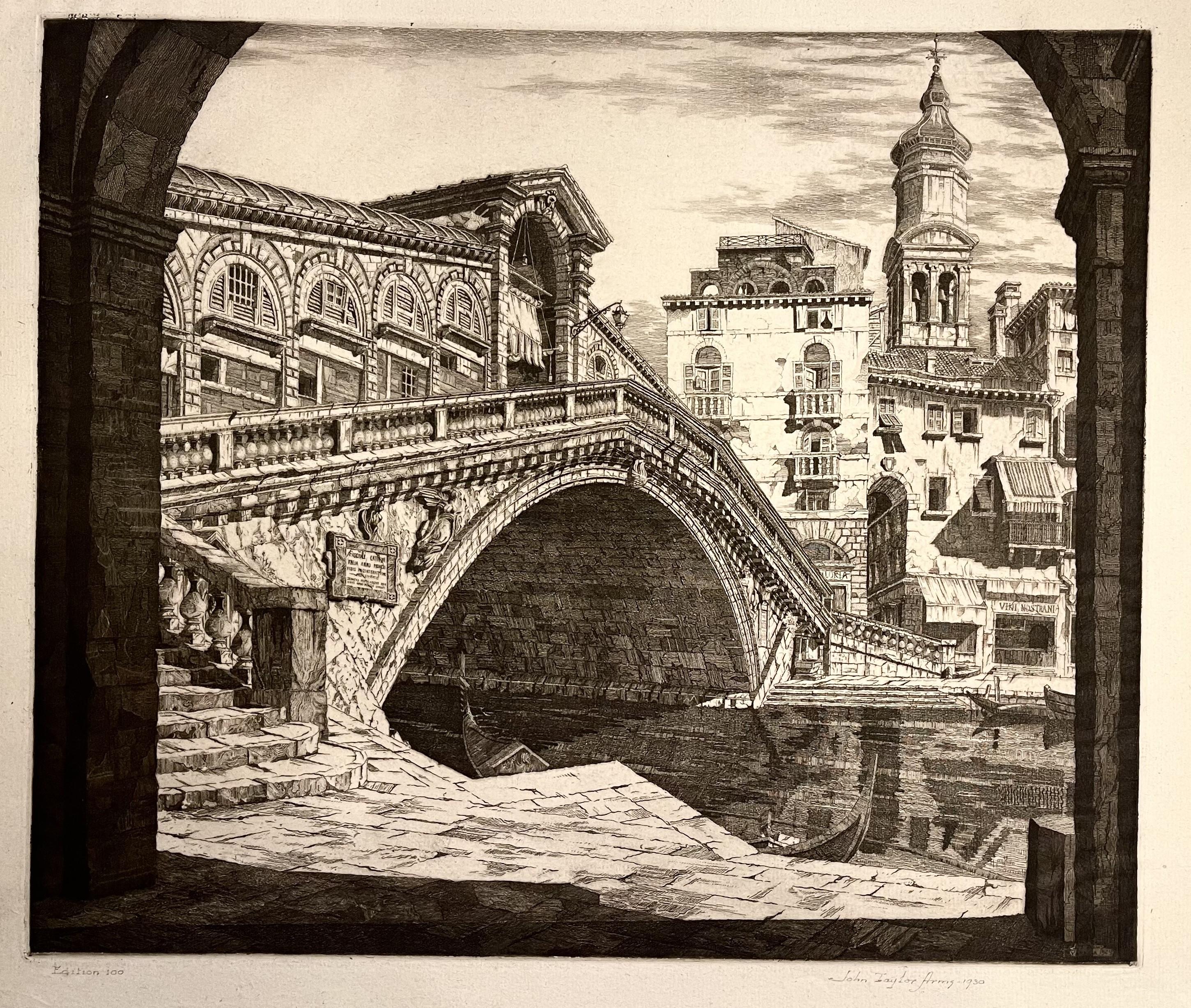 Landscape Print di John Taylor Arms - OMBRE DI VENEZIA - IL PONTE DI RIALTO, VENEZIA.