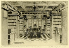Vintage The Grolier Club Library (Sketch) 