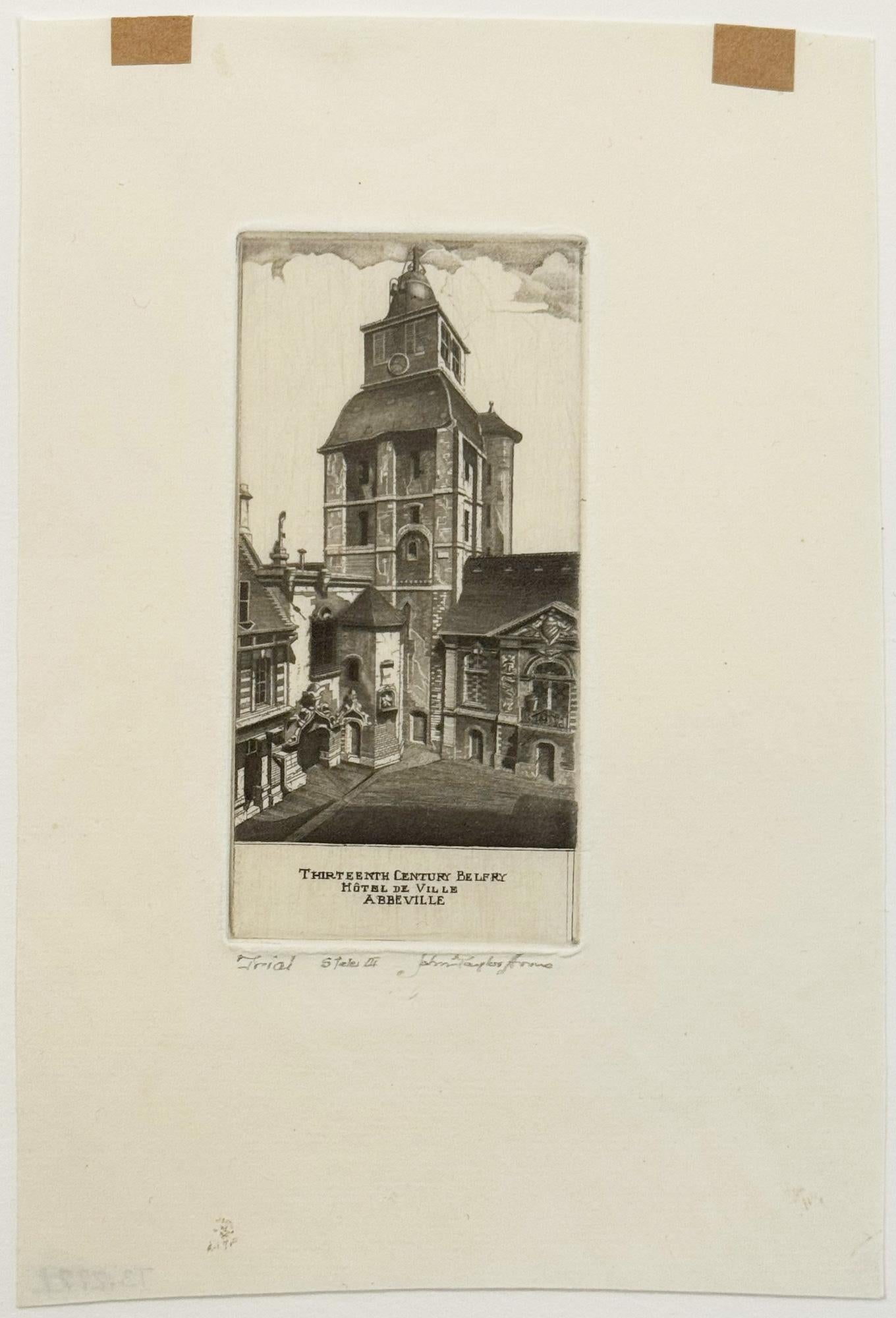 Campanario del siglo XIII; Hôtel De Ville, Abbeville - Print de John Taylor Arms