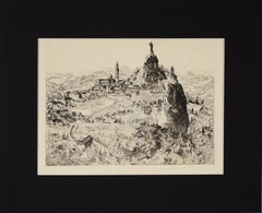 Grabado antiguo - Catedral de Notre Dame y Capilla de San Michel, 1928