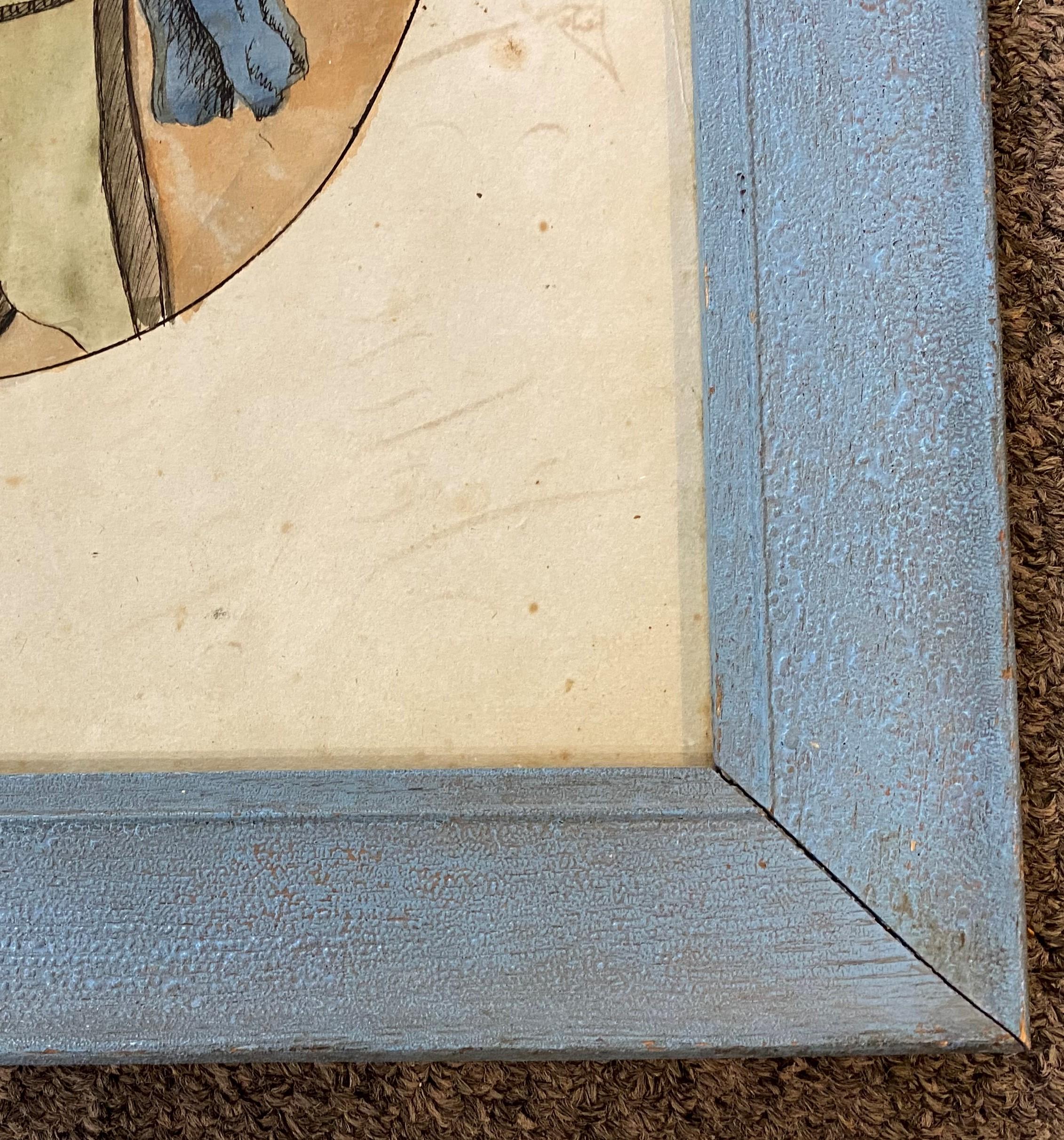 Selbstporträt mit Stift und Aquarellfarbe von John Taylor, Albany NY, um 1805-06 (Frühes 19. Jahrhundert) im Angebot