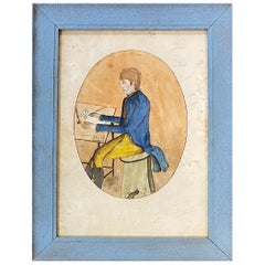 John Taylor Pen & Watercolor Self Portrait, Albany NY c1805-06