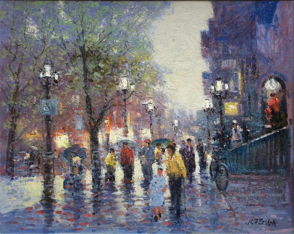 John Terelak Landscape Painting - City Strollers