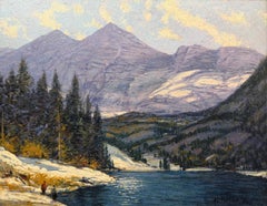 John Terelak Western Mountain Landscape Oil Painting, Autumn Fishing, 1998