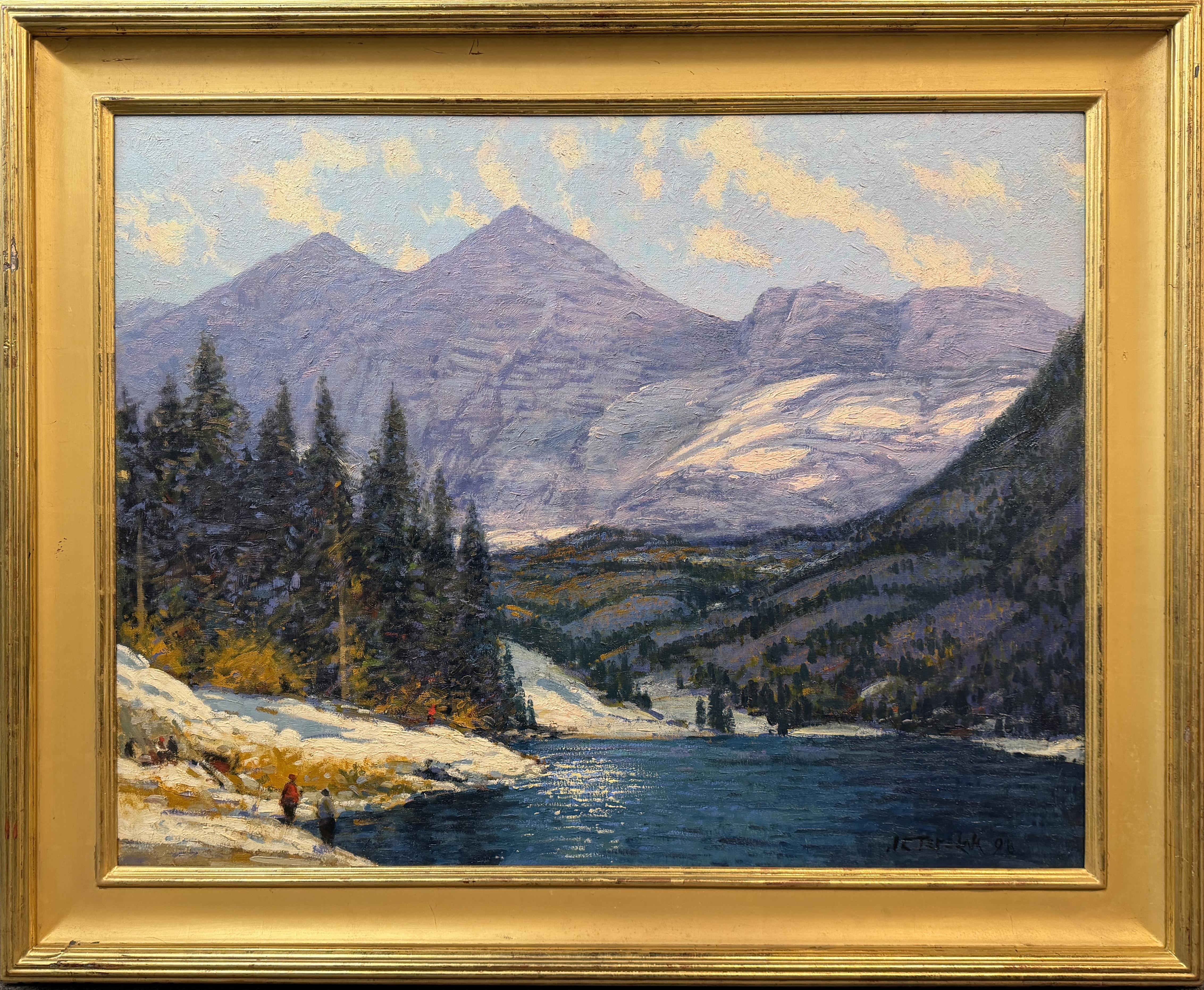 John Terelak Western Mountain Landscape Oil Painting, Autumn Fishing, 1998