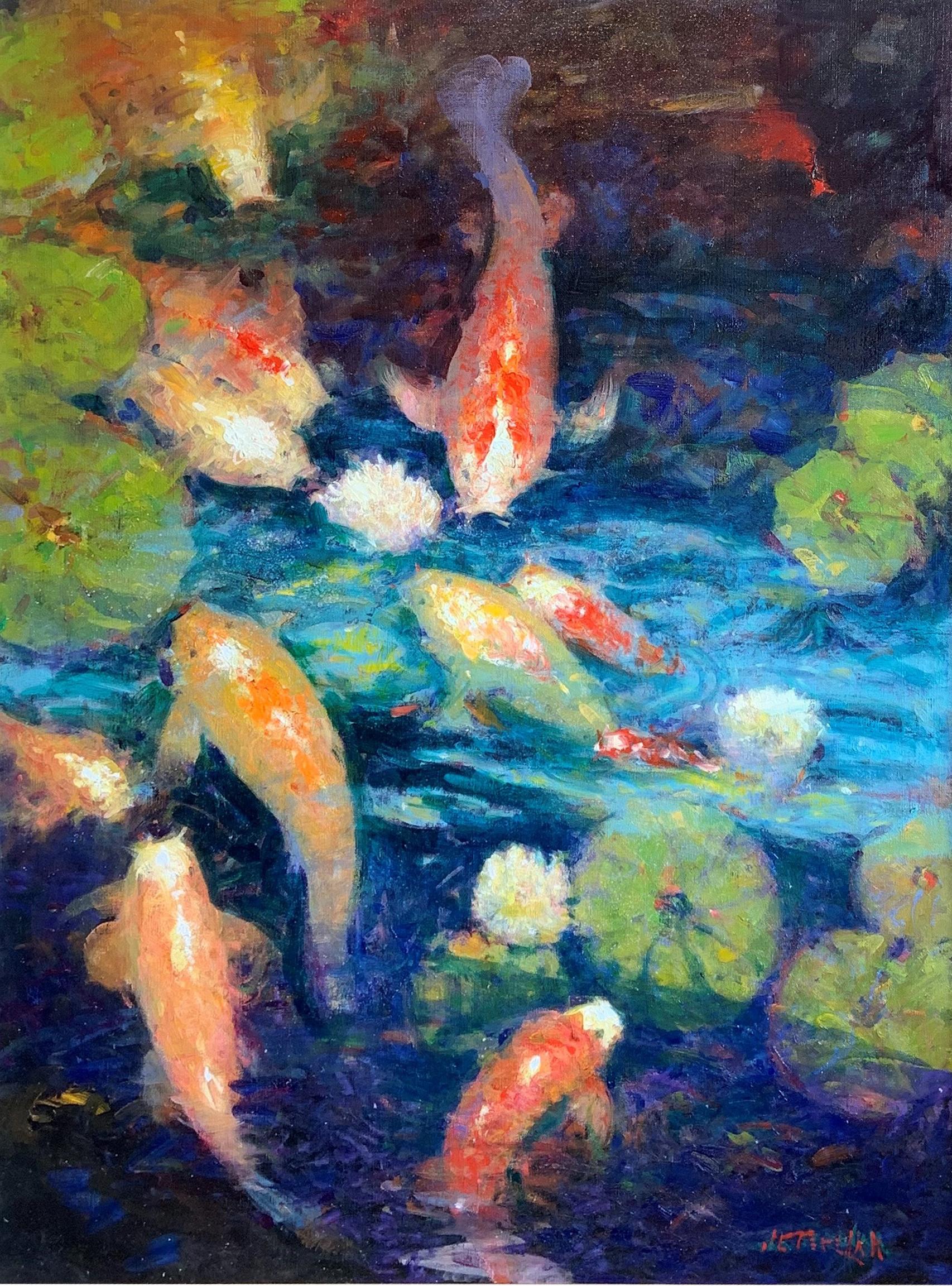 Koi Pond - Painting by John Terelak