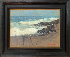 "Loblolly Cove" Impressionist Sea Scape with Waves Crashing Oil Painting Framed