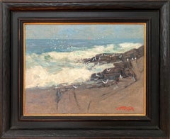 "Loblolly Cove" Impressionist Waves Crashing Sea Scape Oil Painting Framed