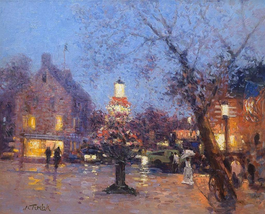 Main Street Evening - Painting by John Terelak