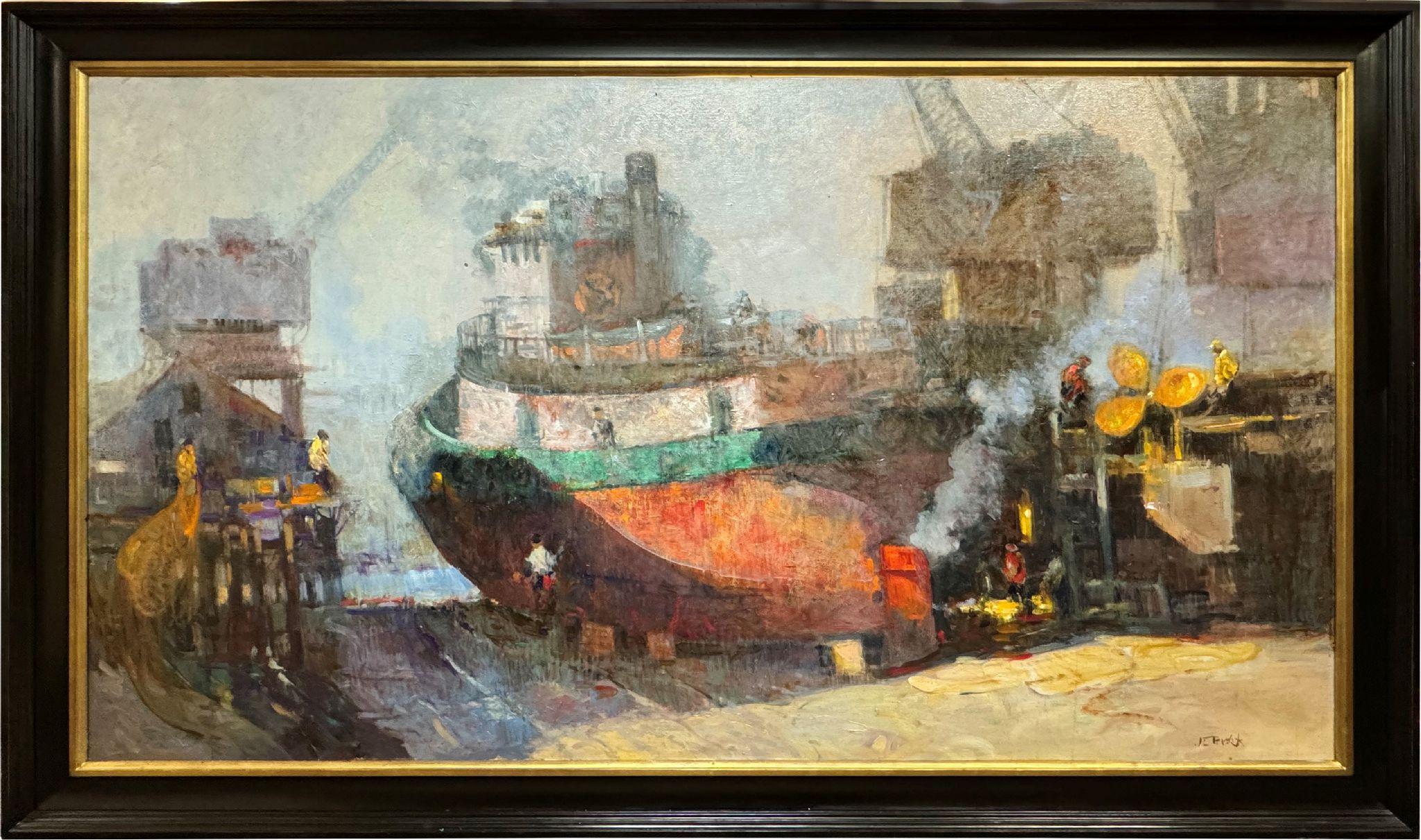 Rimorchiatore in riparazione - Painting di John Terelak