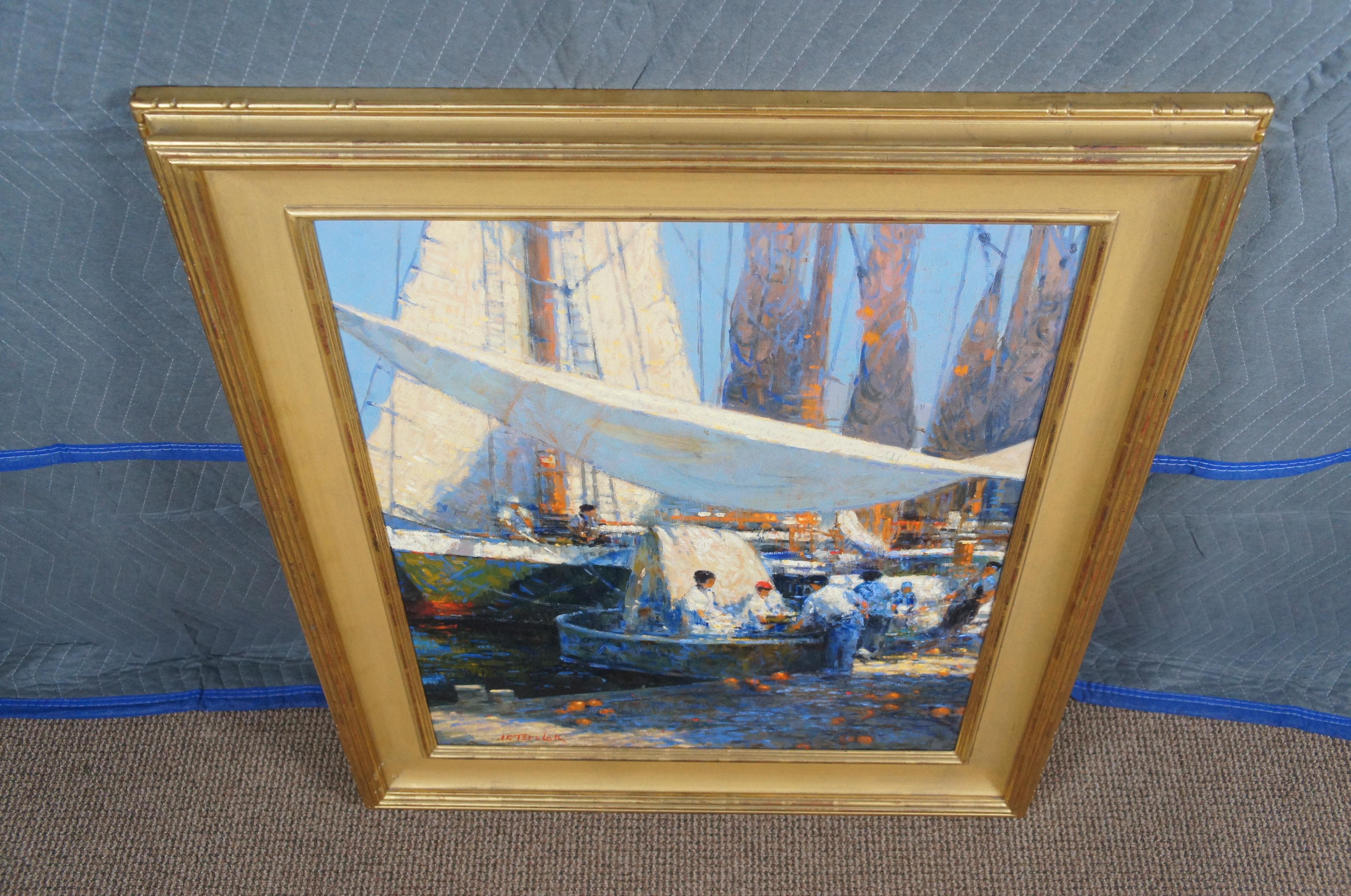 John Terelak 'Upland Game' Impressionist Oil Painting Dock Sailboats Harbor 3