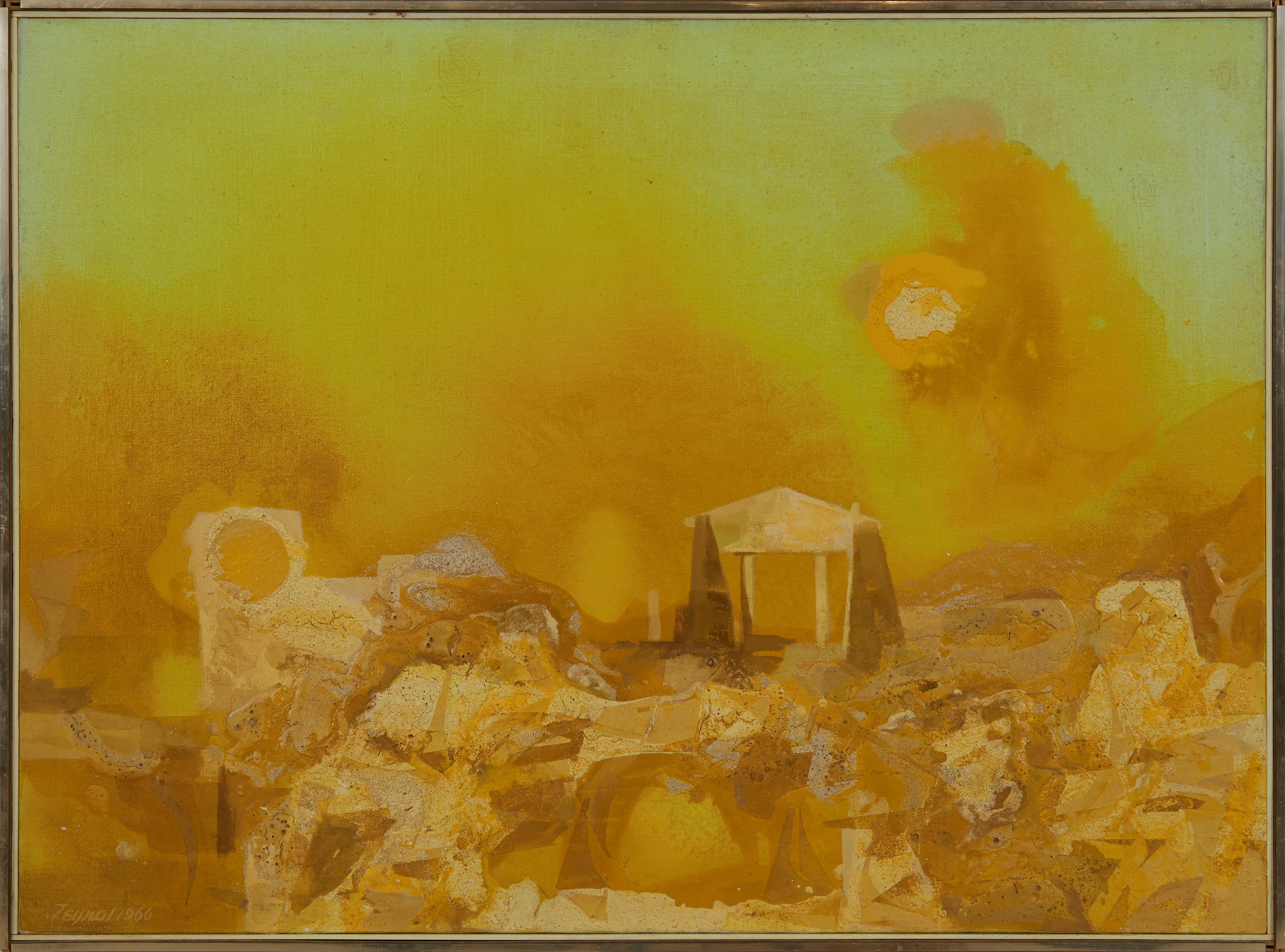 Templo Egeo, Paisaje Surrealista Distópico, Artista de la Escuela de Cleveland - Painting de John Teyral