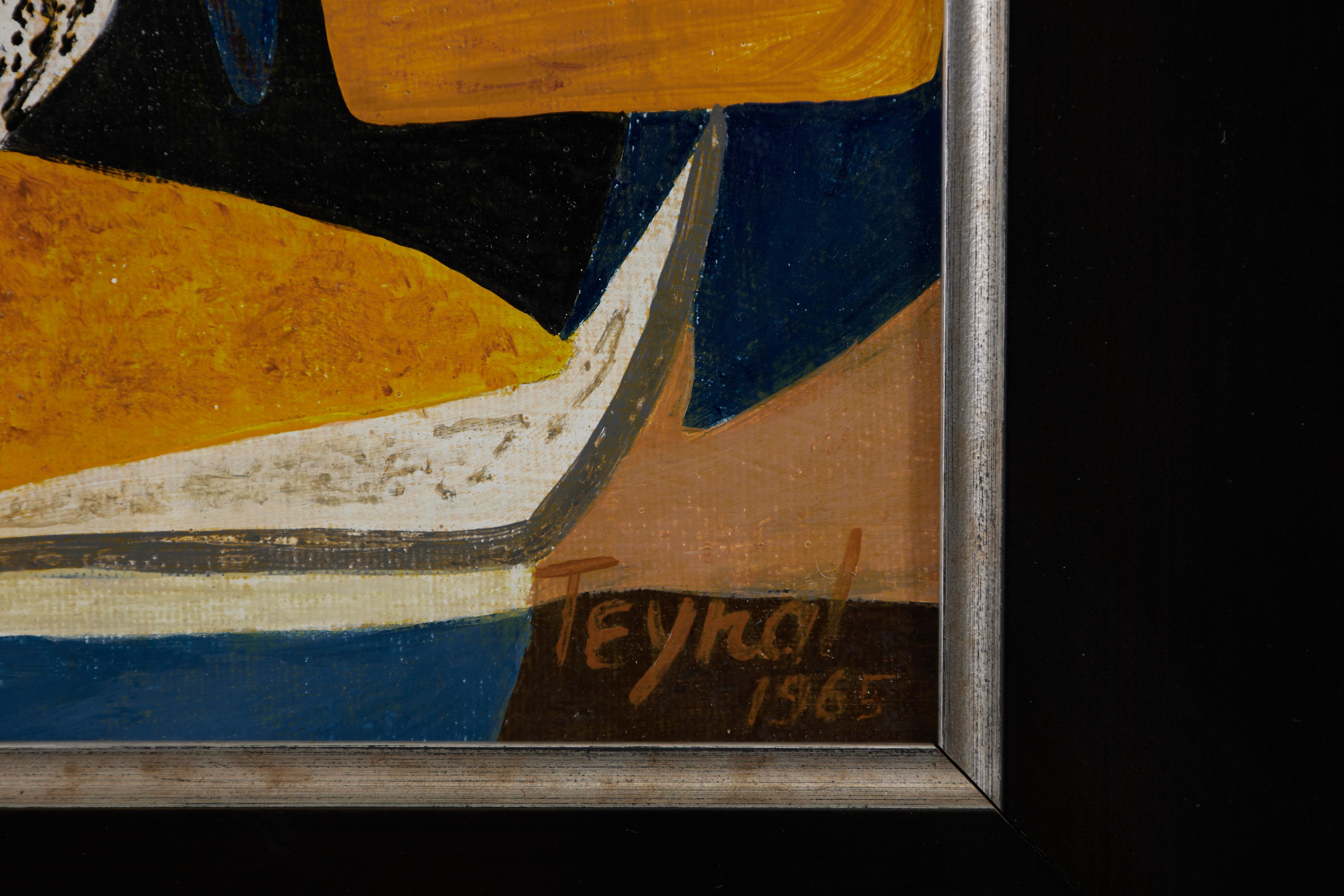 Mid-20th Century Abstract Geometric Oil Painting by Cleveland School Artist 2