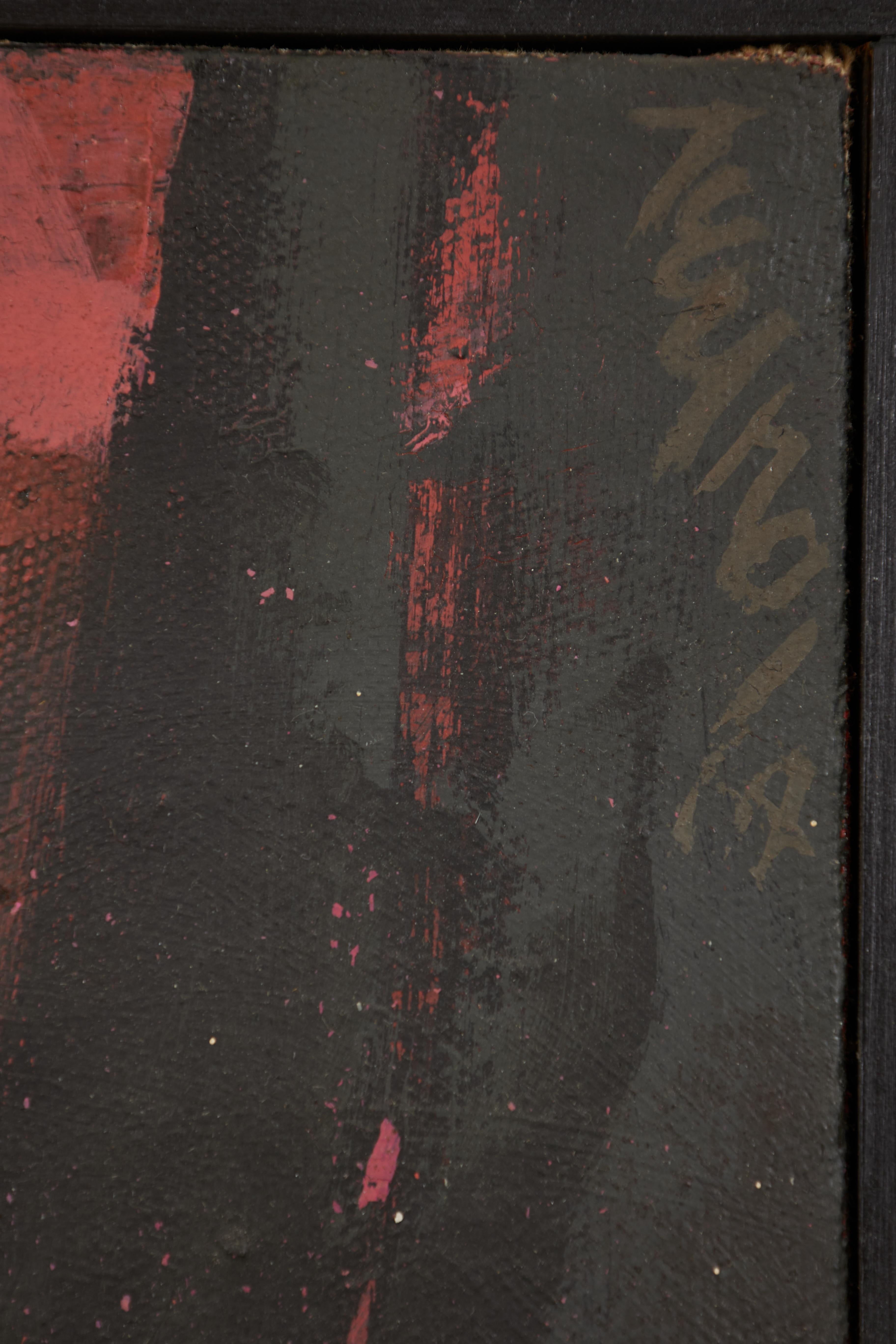 Pink & Black Abstract Painting by Cleveland School Artist For Sale 2