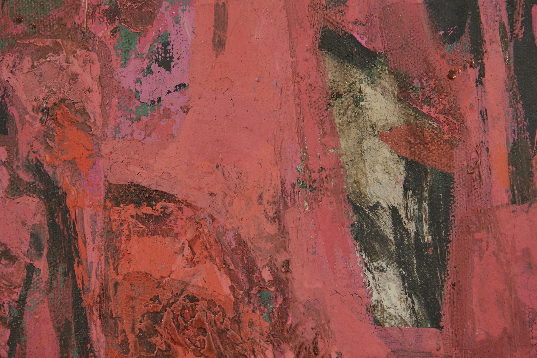 Pink & Black Abstract Painting by Cleveland School Artist For Sale 4