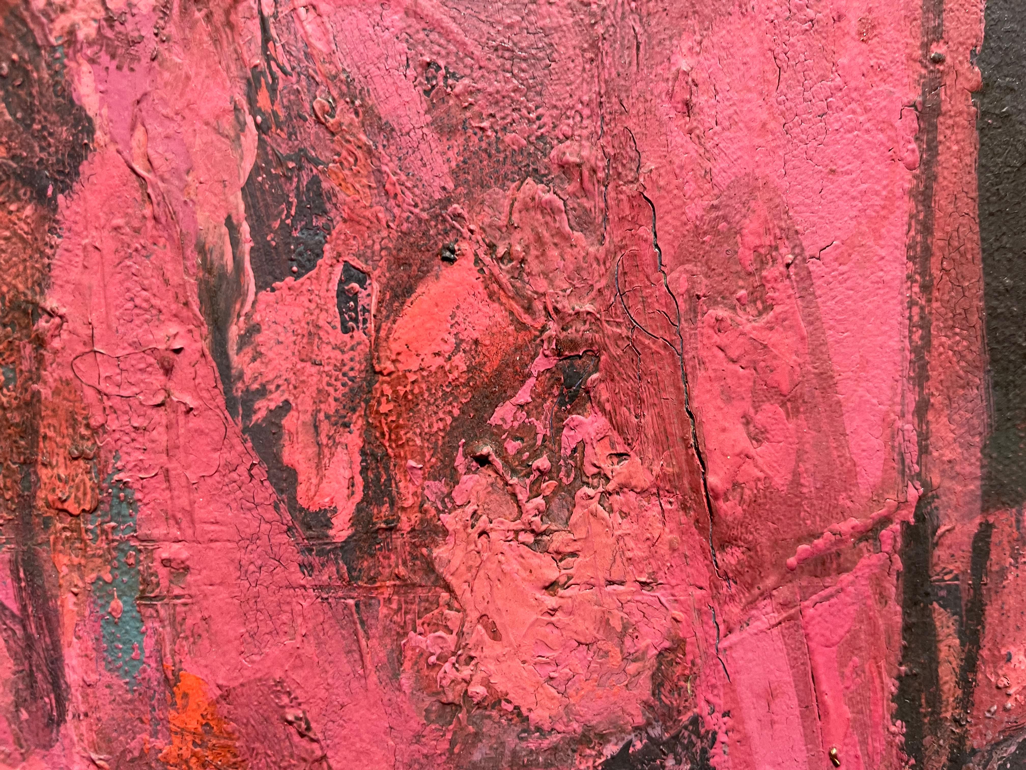 Pink & Black Abstract Painting by Cleveland School Artist For Sale 7