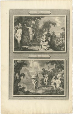 John the Baptist & Baptism of Christ – Pieter Mortier Engraving, ca.1700