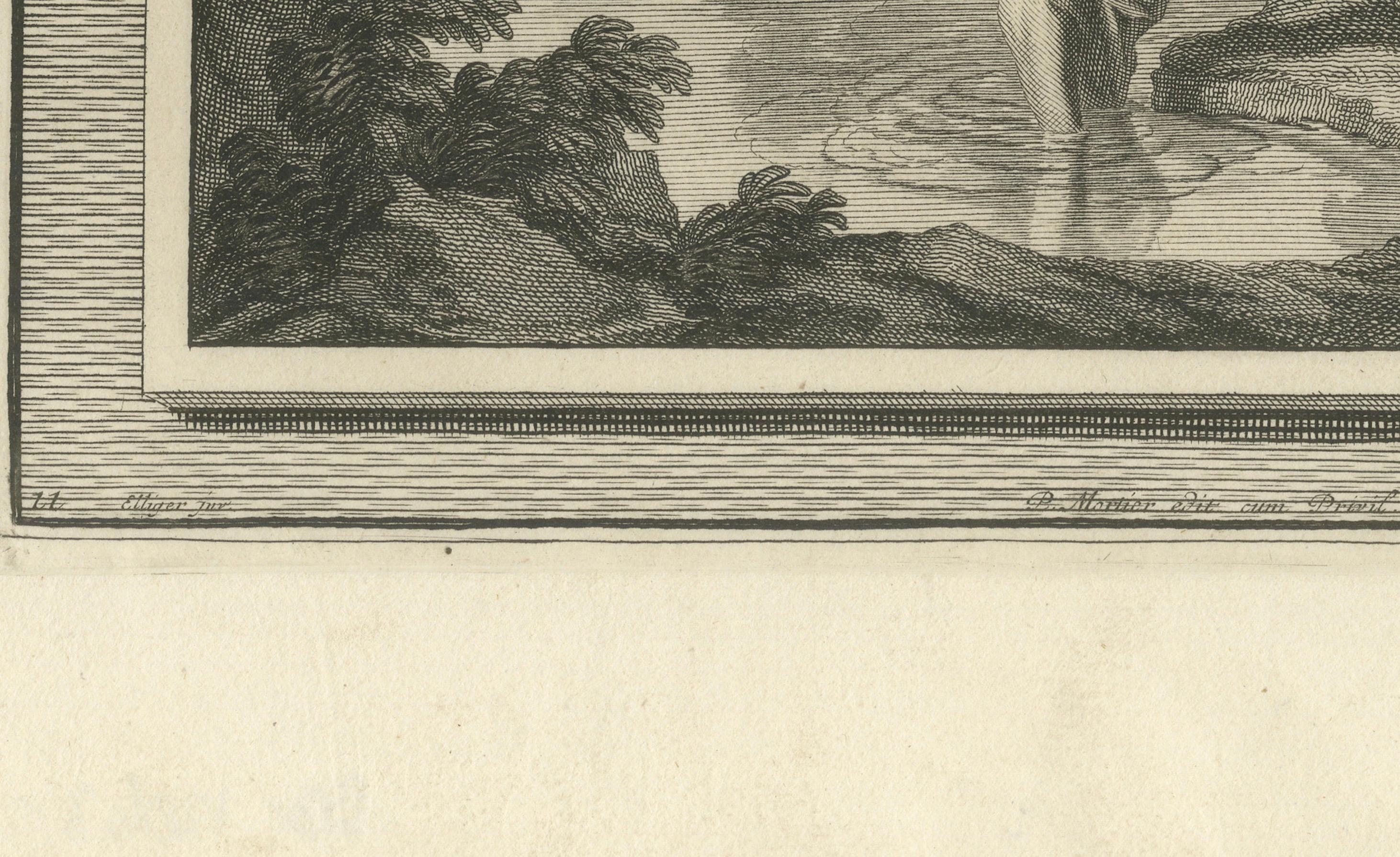 Johannes der Täufer und die Taufe Christi - Pieter Mortier Kupferstich, ca.1700 (Niederländisch) im Angebot