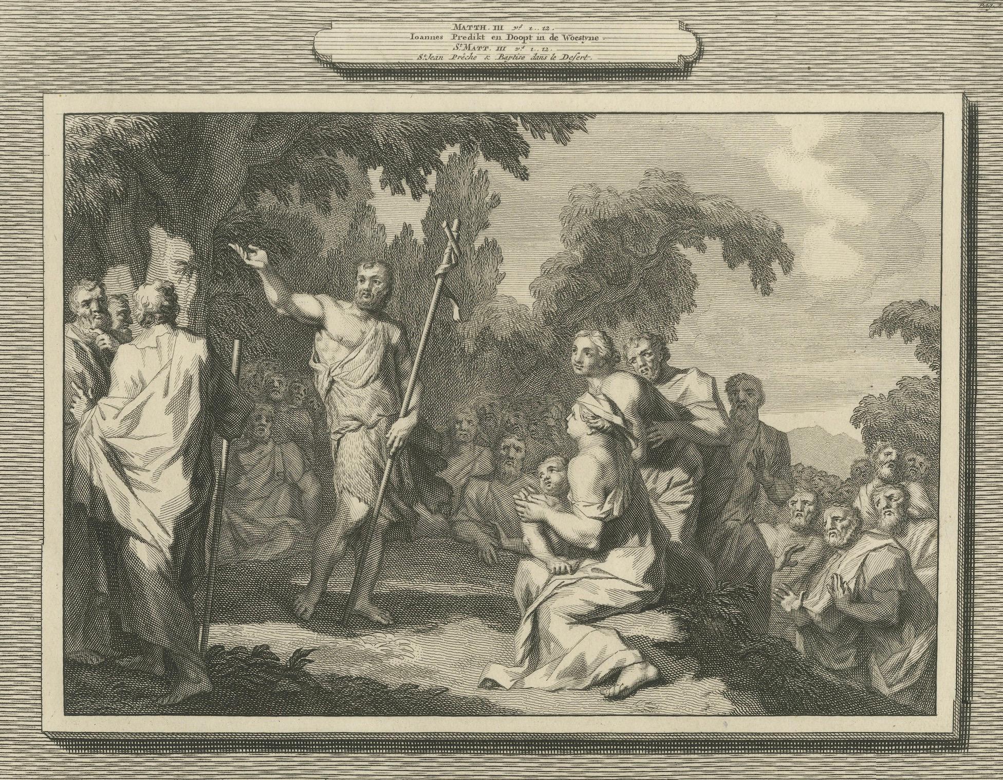 Johannes der Täufer und die Taufe Christi - Pieter Mortier Kupferstich, ca.1700 im Angebot 2