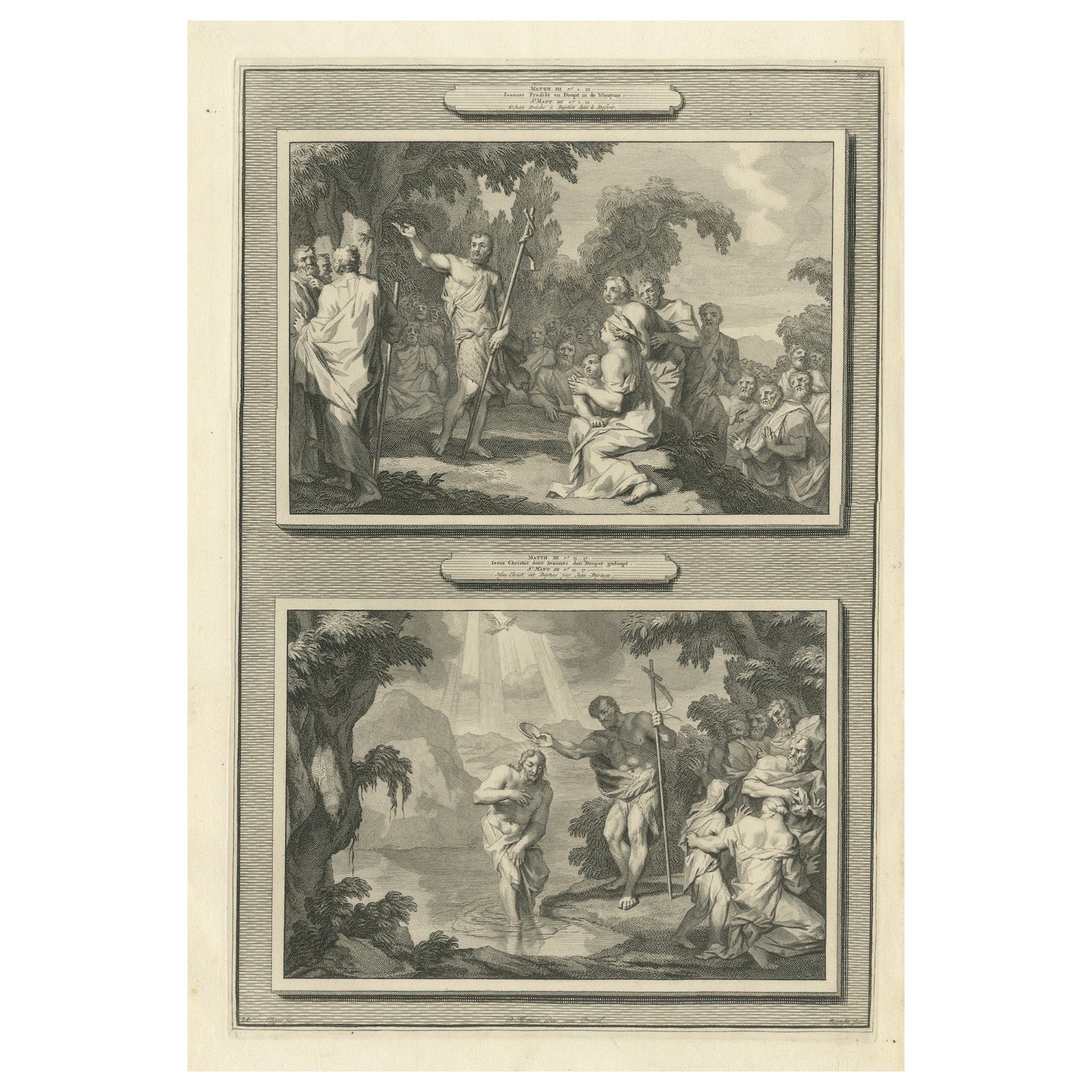 John the Baptist & Baptism of Christ – Pieter Mortier Engraving, ca.1700