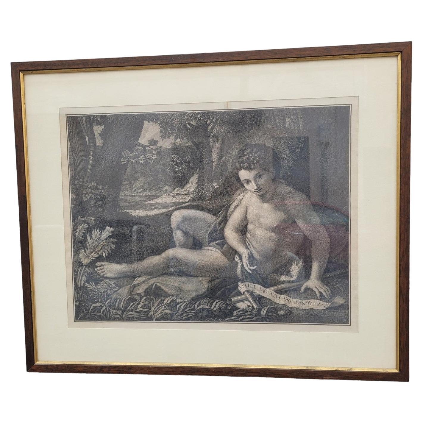 John The Baptist, Framed Engraving, 19th Century