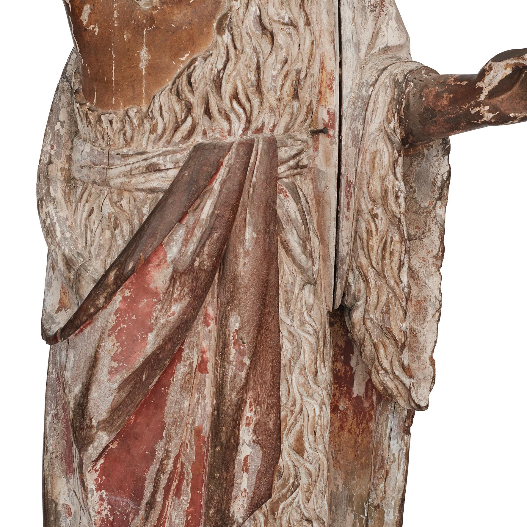 Baroque Grande figurine religieuse en bois « Jean le Baptiste »  en vente