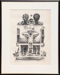 "Holy Family" Black and White Figurative Lithograph Edition 89/100