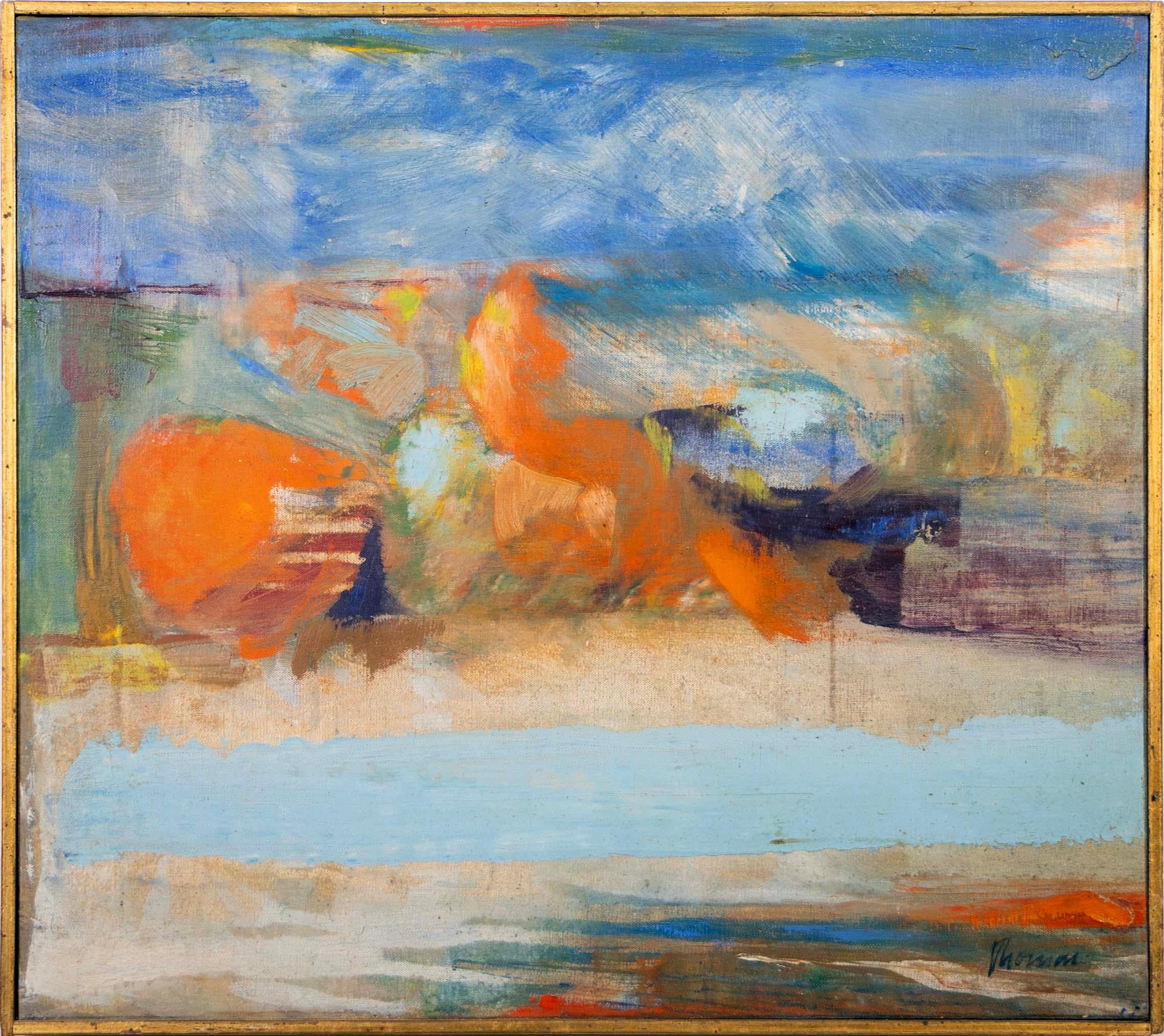 A modern oil painting on canvas titled 