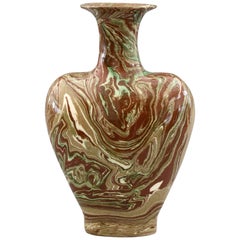 John Thomas Morton English Heart Shaped Agateware Revival Pottery Vase
