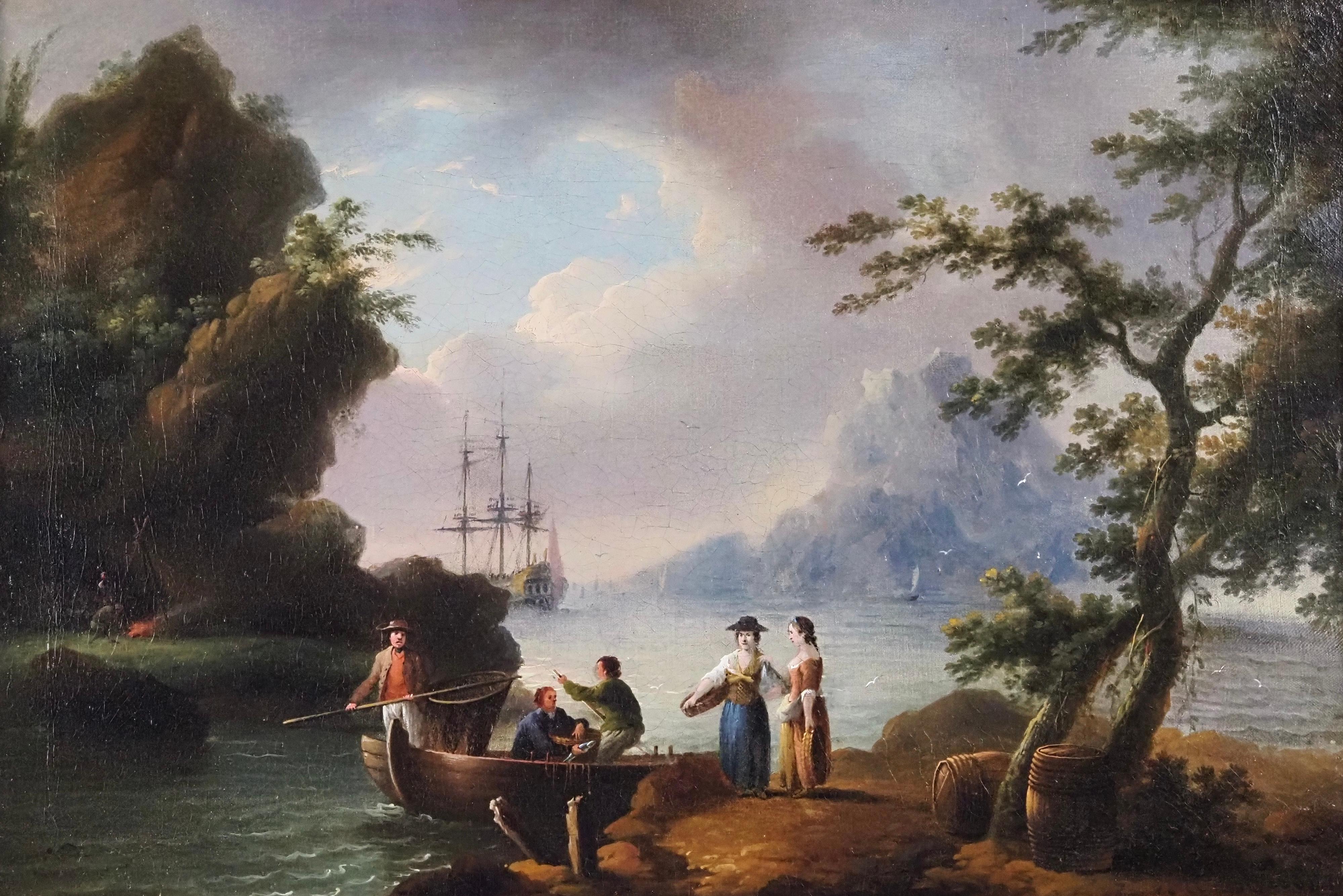 Fisherfolk décharge l'attelage des jours - Painting de John Thomas Serres