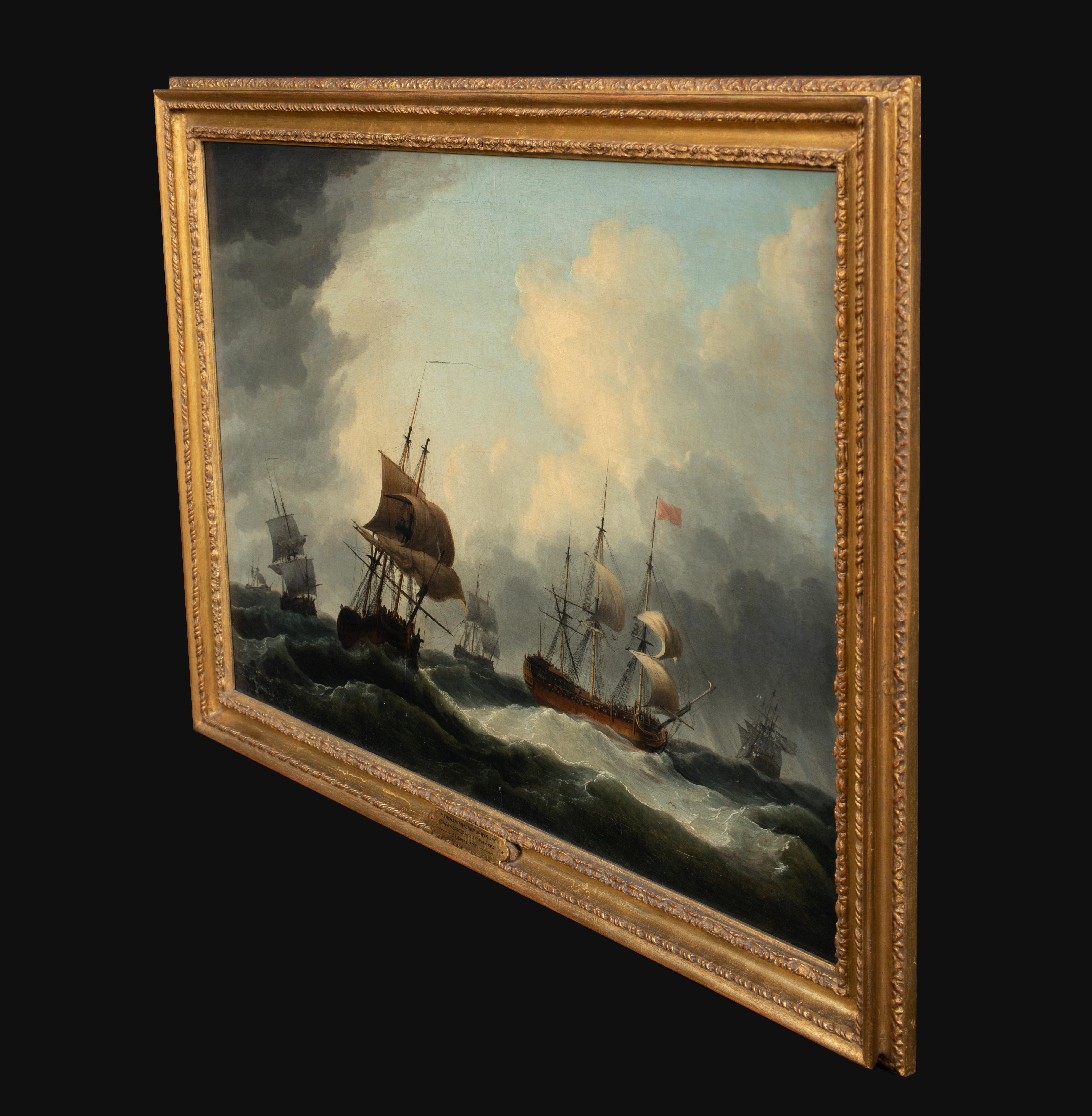 Merchantmen, Men O'war and other vessels in a stormy sea, 18th Century 4